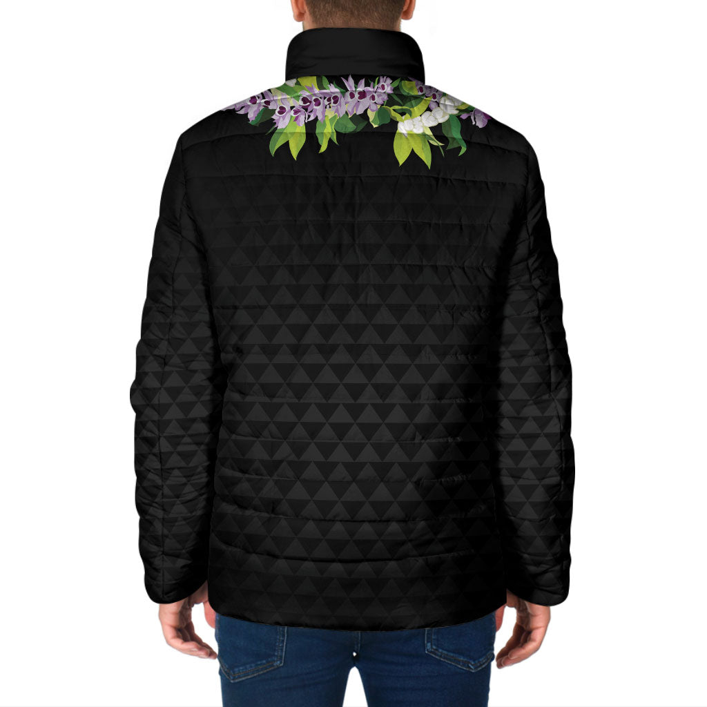 Hawaii Statehood Day Padded Jacket Kakau Pattern With Maile Pikake Honohono Lei LT05 - Polynesian Pride