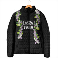 Hawaii Statehood Day Padded Jacket Kakau Pattern With Maile Pikake Honohono Lei LT05 - Polynesian Pride