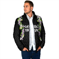 Hawaii Statehood Day Padded Jacket Kakau Pattern With Maile Pikake Honohono Lei LT05 - Polynesian Pride