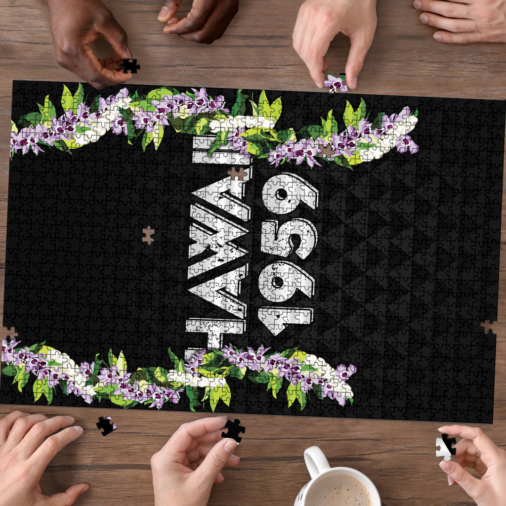 Hawaii Statehood Day Puzzle Kakau Pattern With Maile Pikake Honohono Lei LT05 - Polynesian Pride