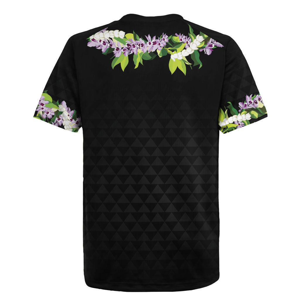 Hawaii Statehood Day Rugby Jersey Kakau Pattern With Maile Pikake Honohono Lei LT05 - Polynesian Pride