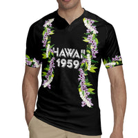 Hawaii Statehood Day Rugby Jersey Kakau Pattern With Maile Pikake Honohono Lei LT05 - Polynesian Pride