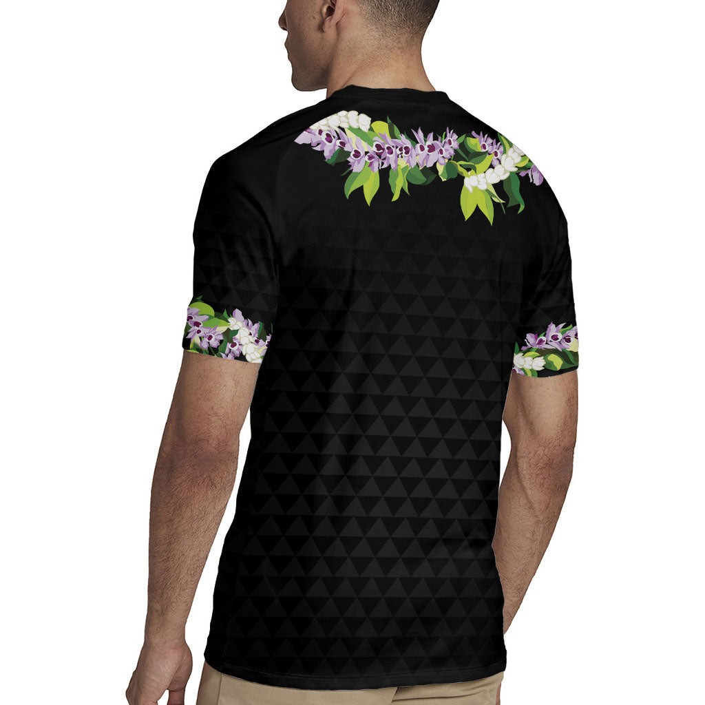Hawaii Statehood Day Rugby Jersey Kakau Pattern With Maile Pikake Honohono Lei LT05 - Polynesian Pride