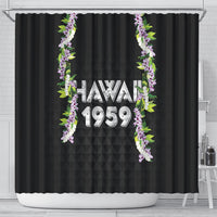 Hawaii Statehood Day Shower Curtain Kakau Pattern With Maile Pikake Honohono Lei LT05 - Polynesian Pride