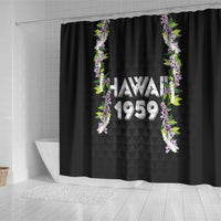 Hawaii Statehood Day Shower Curtain Kakau Pattern With Maile Pikake Honohono Lei LT05 - Polynesian Pride