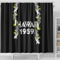 Hawaii Statehood Day Shower Curtain Kakau Pattern With Maile Pikake Honohono Lei LT05 - Polynesian Pride