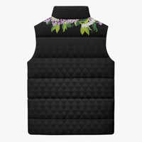 Hawaii Statehood Day Sleeveless Puffer Jacket Kakau Pattern With Maile Pikake Honohono Lei LT05 - Polynesian Pride