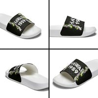 Hawaii Statehood Day Slide Sandals Kakau Pattern With Maile Pikake Honohono Lei LT05 - Polynesian Pride