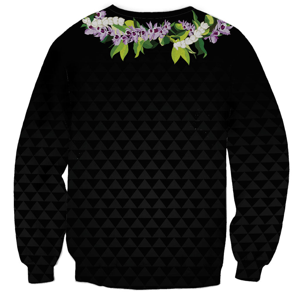Hawaii Statehood Day Sweatshirt Kakau Pattern With Maile Pikake Honohono Lei LT05 - Polynesian Pride