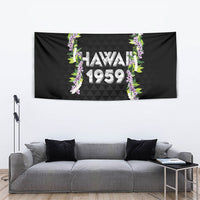 Hawaii Statehood Day Tapestry Kakau Pattern With Maile Pikake Honohono Lei LT05 - Polynesian Pride