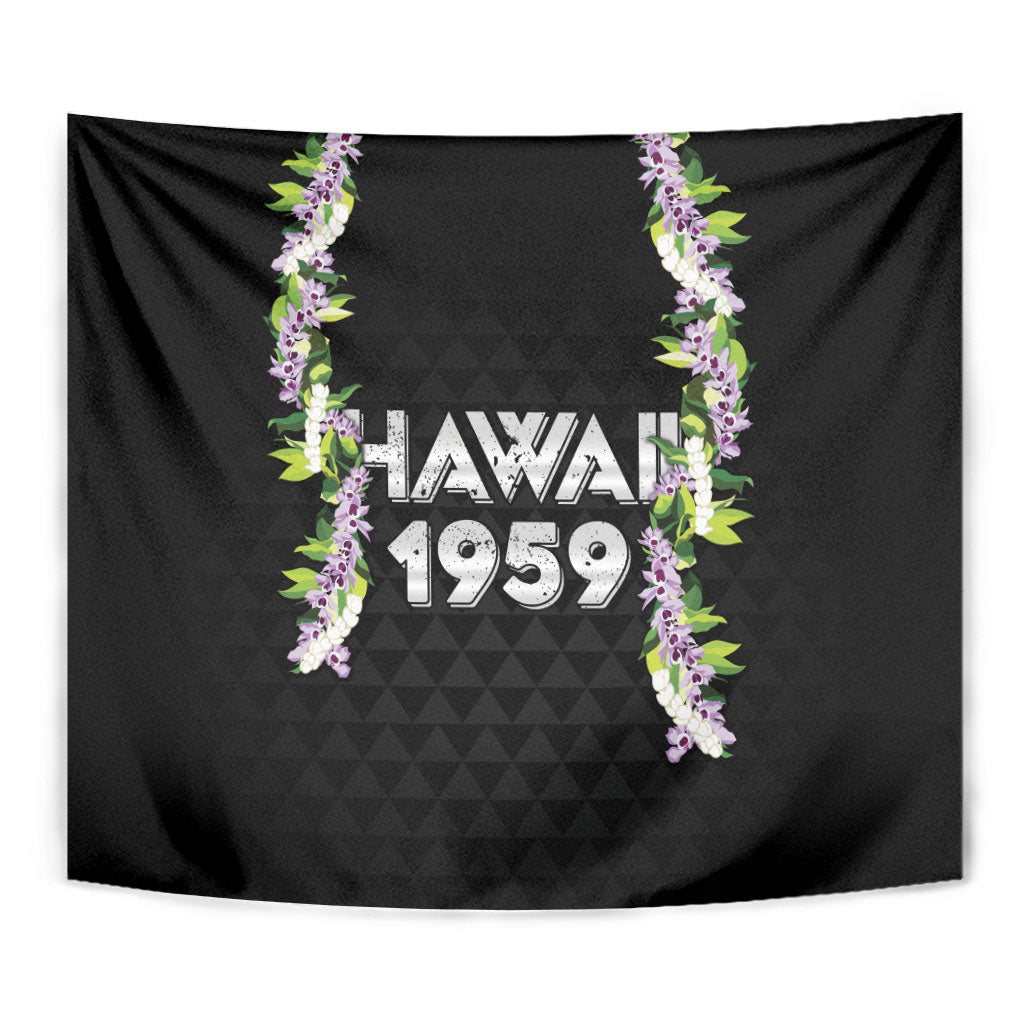 Hawaii Statehood Day Tapestry Kakau Pattern With Maile Pikake Honohono Lei LT05 - Polynesian Pride
