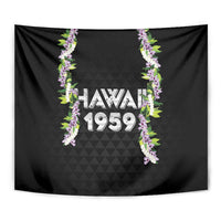 Hawaii Statehood Day Tapestry Kakau Pattern With Maile Pikake Honohono Lei LT05 - Polynesian Pride