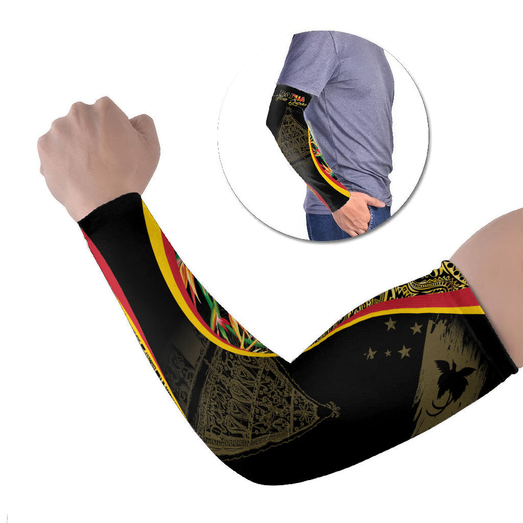Papua New Guinea Hapi De Bilong Indipendens Arm Sleeves Special Style LT05 Set of 2 Black - Polynesian Pride