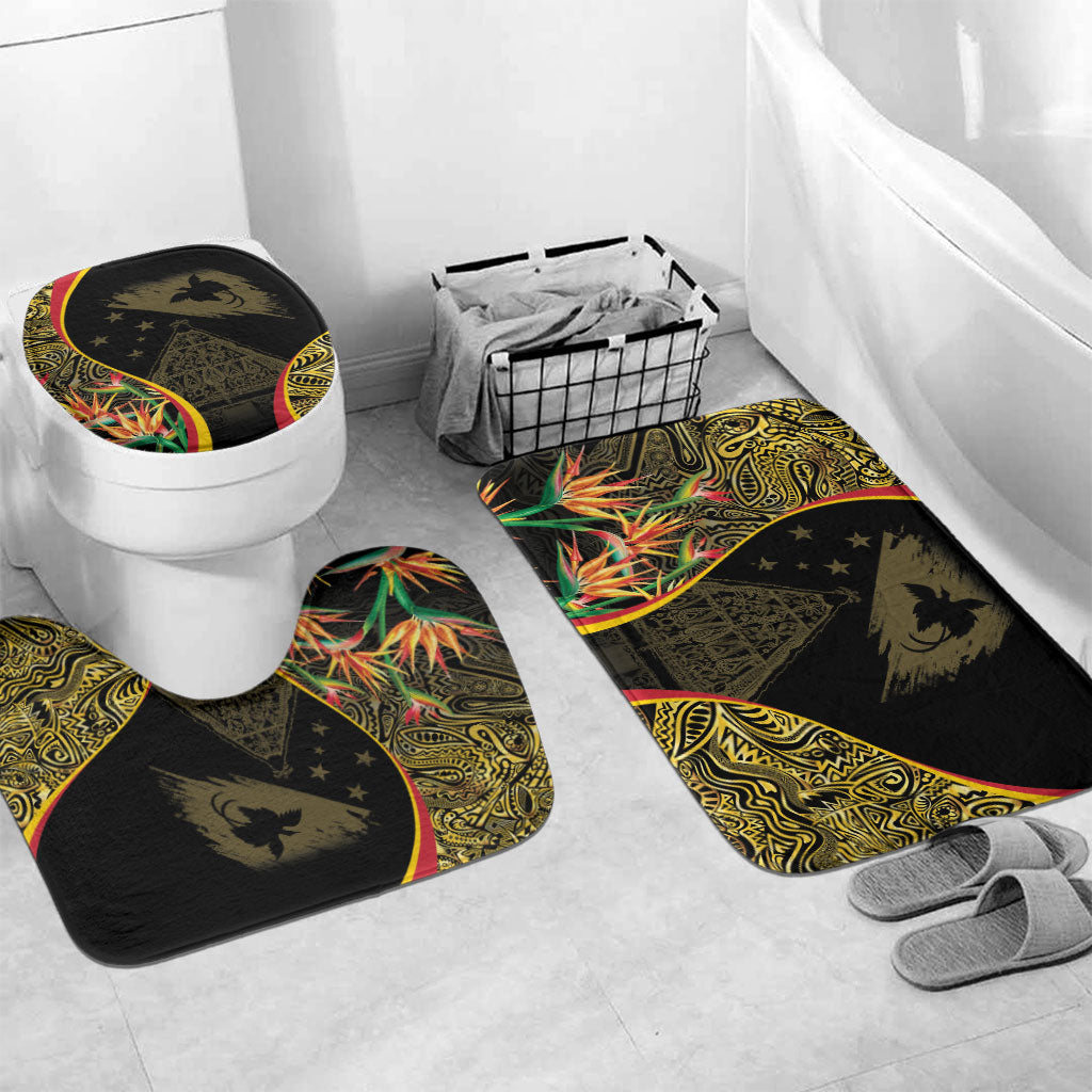 Papua New Guinea Hapi De Bilong Indipendens Bathroom Set Special Style LT05 Mat Set Only (3 pcs) One Size Black - Polynesian Pride