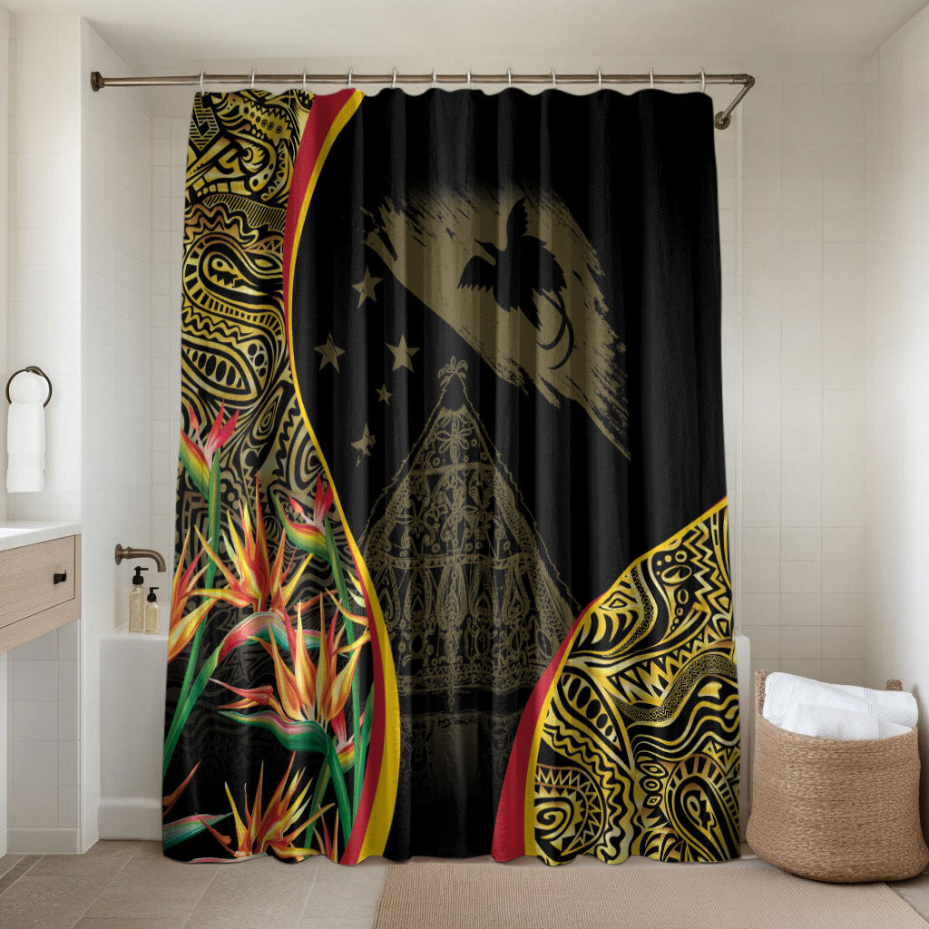 Papua New Guinea Hapi De Bilong Indipendens Bathroom Set Special Style LT05 Shower Curtain Only Black - Polynesian Pride