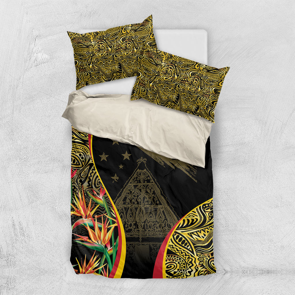 Papua New Guinea Hapi De Bilong Indipendens Bedding Set Special Style LT05 US Twin 172cm x 218cm Black - Polynesian Pride