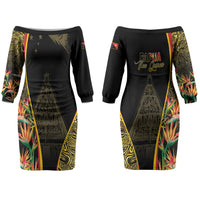 Papua New Guinea Hapi De Bilong Indipendens Couples Matching Off The Shoulder Long Sleeve Dress and Long Sleeve Button Shirt Special Style LT05 - Polynesian Pride