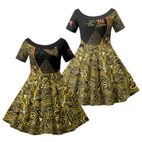 Papua New Guinea Hapi De Bilong Indipendens Family Matching Mermaid Dress and Hawaiian Shirt Special Style LT05 Daughter's Dress Black - Polynesian Pride