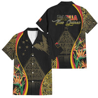 Papua New Guinea Hapi De Bilong Indipendens Family Matching Puletasi and Hawaiian Shirt Special Style LT05 Dad's Shirt - Short Sleeve Black - Polynesian Pride