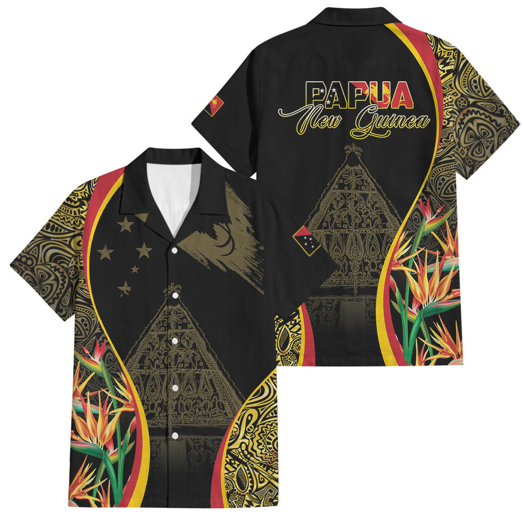Papua New Guinea Hapi De Bilong Indipendens Family Matching Summer Maxi Dress and Hawaiian Shirt Special Style LT05 Dad's Shirt - Short Sleeve Black - Polynesian Pride