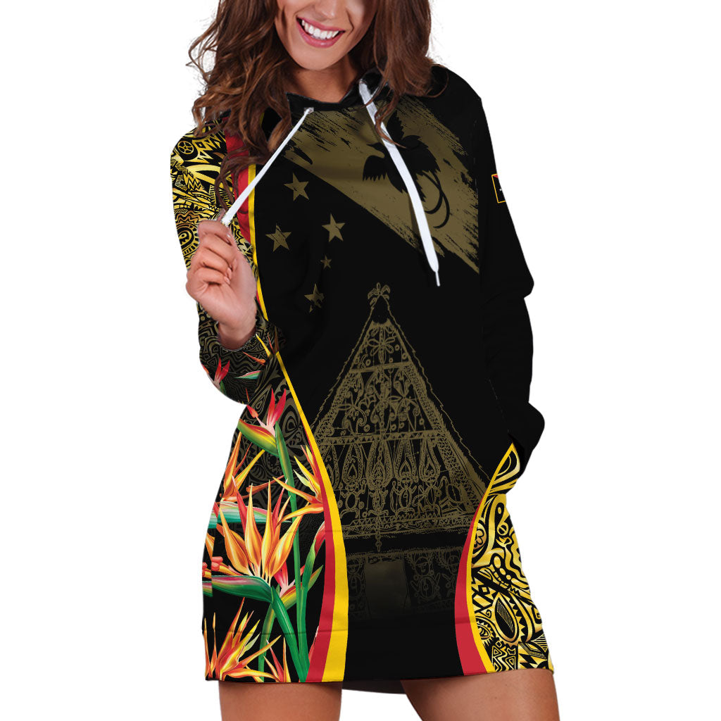 Papua New Guinea Hapi De Bilong Indipendens Hoodie Dress Special Style LT05 Black - Polynesian Pride