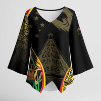 Papua New Guinea Hapi De Bilong Indipendens Kimono Sleeve Blouse Special Style LT05 Female Black - Polynesian Pride