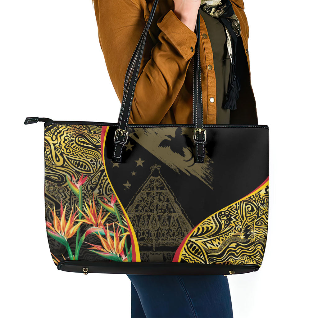 Papua New Guinea Hapi De Bilong Indipendens Leather Tote Bag Special Style LT05 - Polynesian Pride