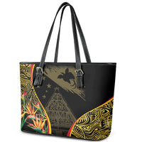 Papua New Guinea Hapi De Bilong Indipendens Leather Tote Bag Special Style LT05 - Polynesian Pride