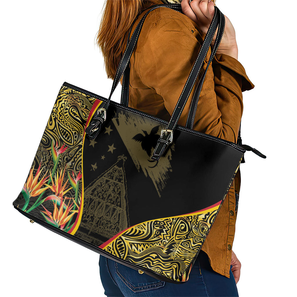 Papua New Guinea Hapi De Bilong Indipendens Leather Tote Bag Special Style LT05 - Polynesian Pride