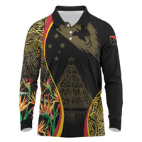 Papua New Guinea Hapi De Bilong Indipendens Long Sleeve Polo Shirt Special Style LT05 Black - Polynesian Pride