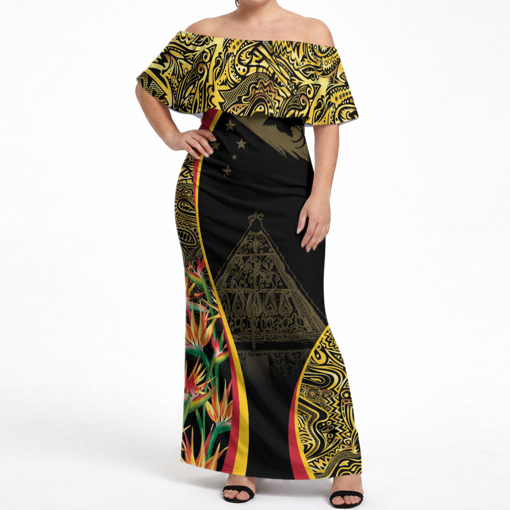 Papua New Guinea Hapi De Bilong Indipendens Off Shoulder Maxi Dress Special Style LT05 Women Black - Polynesian Pride