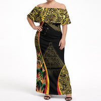 Papua New Guinea Hapi De Bilong Indipendens Off Shoulder Maxi Dress Special Style LT05 Women Black - Polynesian Pride