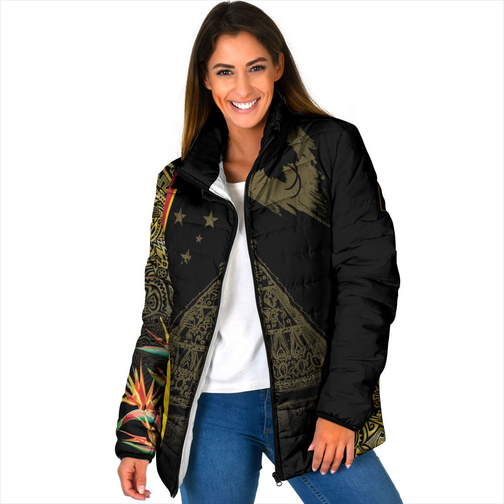 Papua New Guinea Hapi De Bilong Indipendens Padded Jacket Special Style LT05 Women Black - Polynesian Pride