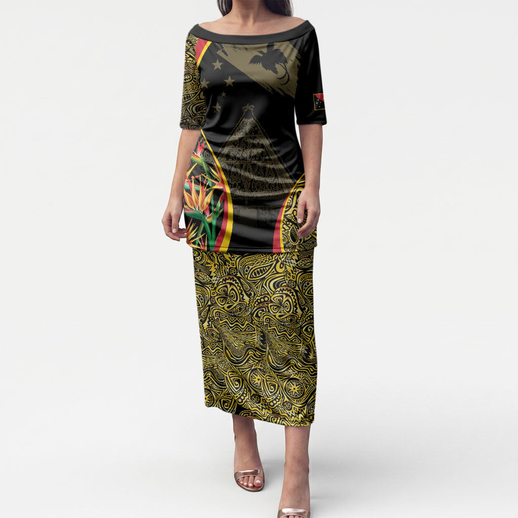 Papua New Guinea Hapi De Bilong Indipendens Puletasi Special Style LT05 Long Dress Black - Polynesian Pride