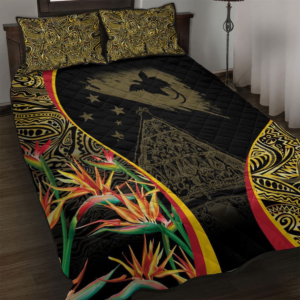 Papua New Guinea Hapi De Bilong Indipendens Quilt Bed Set Special Style LT05 Black - Polynesian Pride