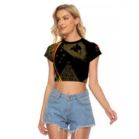 Papua New Guinea Hapi De Bilong Indipendens Raglan Cropped T Shirt Special Style LT05 Female Black - Polynesian Pride