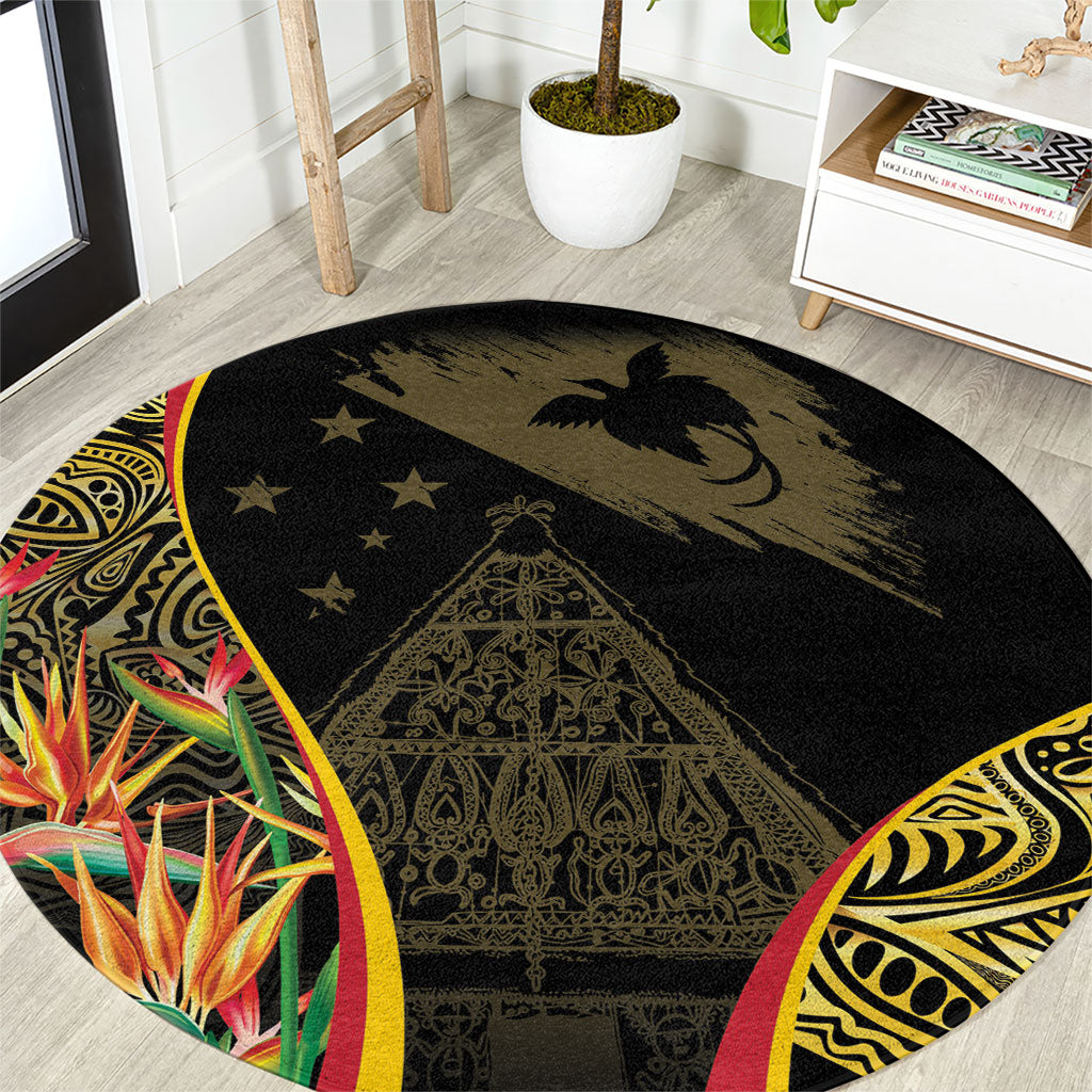 Papua New Guinea Hapi De Bilong Indipendens Round Carpet Special Style LT05 Black - Polynesian Pride