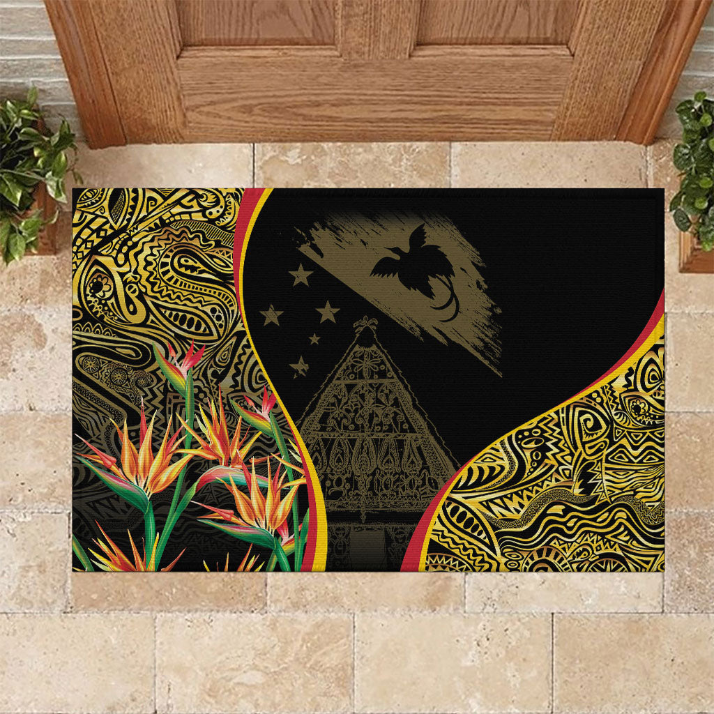 Papua New Guinea Hapi De Bilong Indipendens Rubber Doormat Special Style LT05 Black - Polynesian Pride