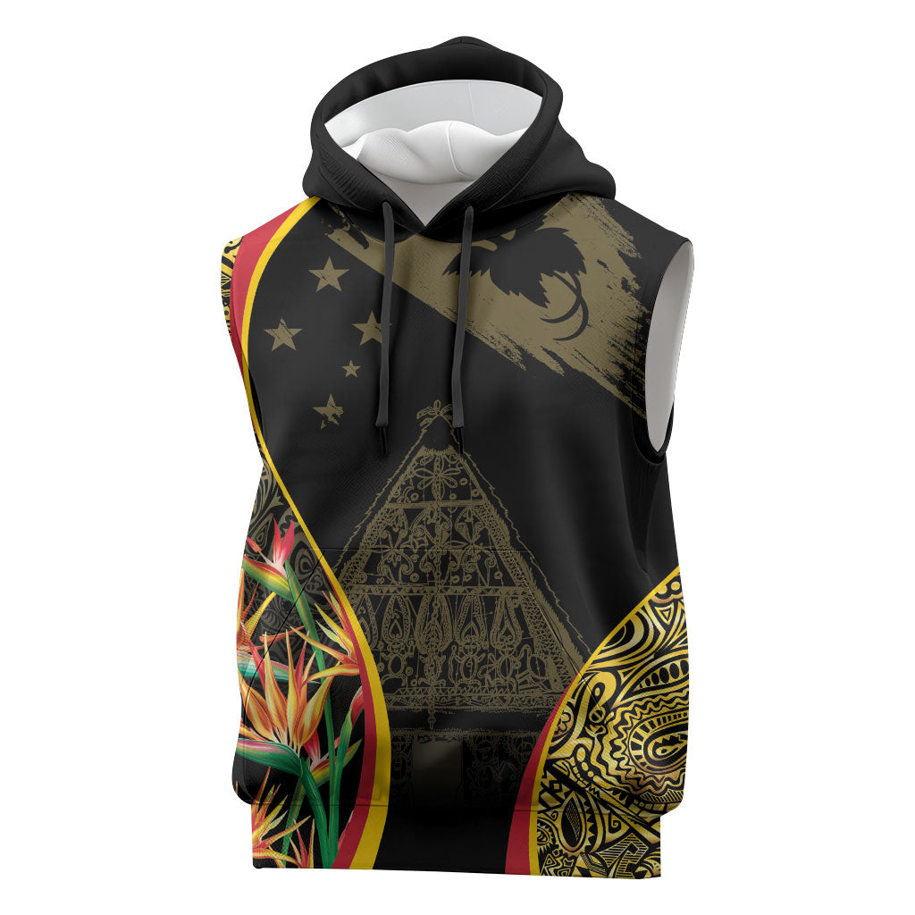 Papua New Guinea Hapi De Bilong Indipendens Sleeveless Hoodie Special Style LT05 Black - Polynesian Pride