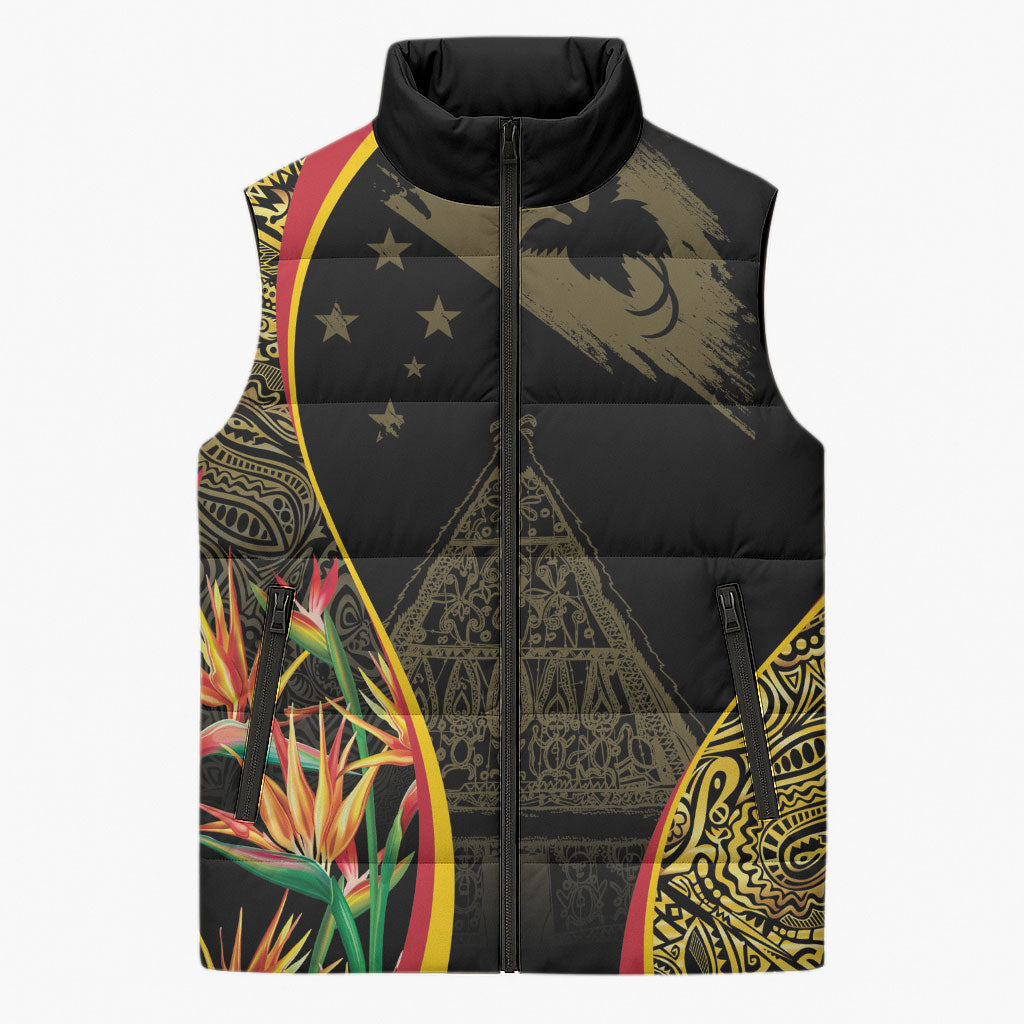 Papua New Guinea Hapi De Bilong Indipendens Sleeveless Puffer Jacket Special Style LT05 Unisex Black - Polynesian Pride