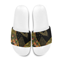 Papua New Guinea Hapi De Bilong Indipendens Slide Sandals Special Style LT05 Black - Polynesian Pride