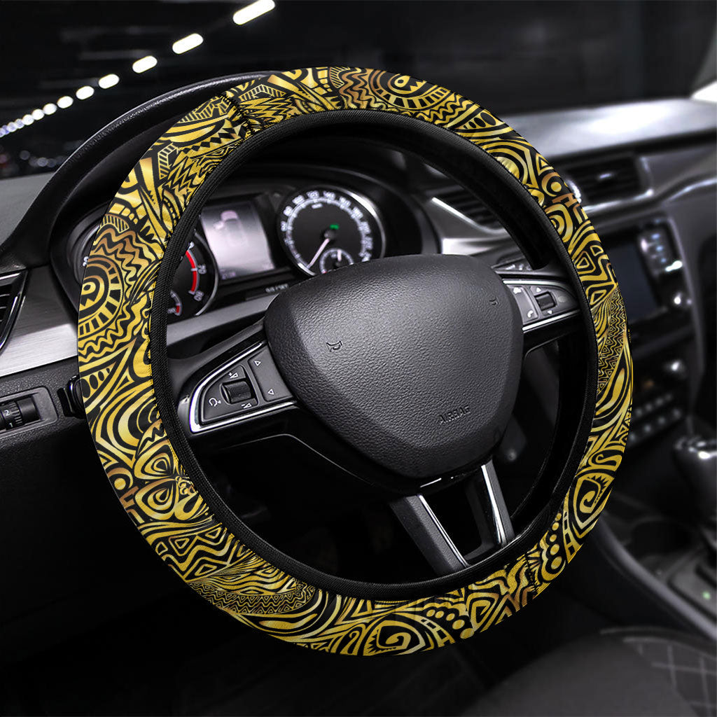Papua New Guinea Hapi De Bilong Indipendens Steering Wheel Cover Special Style LT05 Universal Fit Black - Polynesian Pride