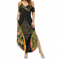 Papua New Guinea Hapi De Bilong Indipendens Summer Maxi Dress Special Style LT05 Women Black - Polynesian Pride