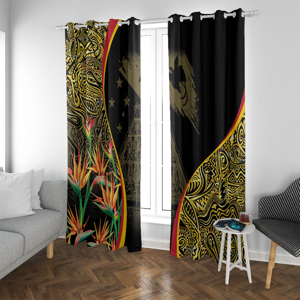 Papua New Guinea Hapi De Bilong Indipendens Window Curtain Special Style LT05 With Grommets Black - Polynesian Pride