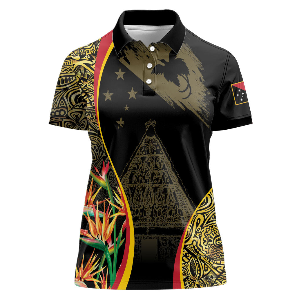 Papua New Guinea Hapi De Bilong Indipendens Women Polo Shirt Special Style LT05 Female Black - Polynesian Pride