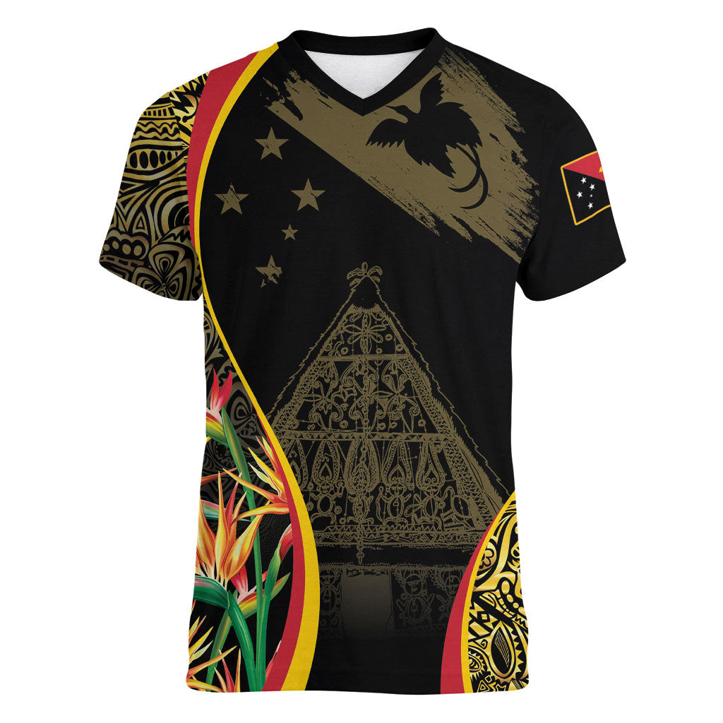Papua New Guinea Hapi De Bilong Indipendens Women V-Neck T-Shirt Special Style LT05 Female Black - Polynesian Pride