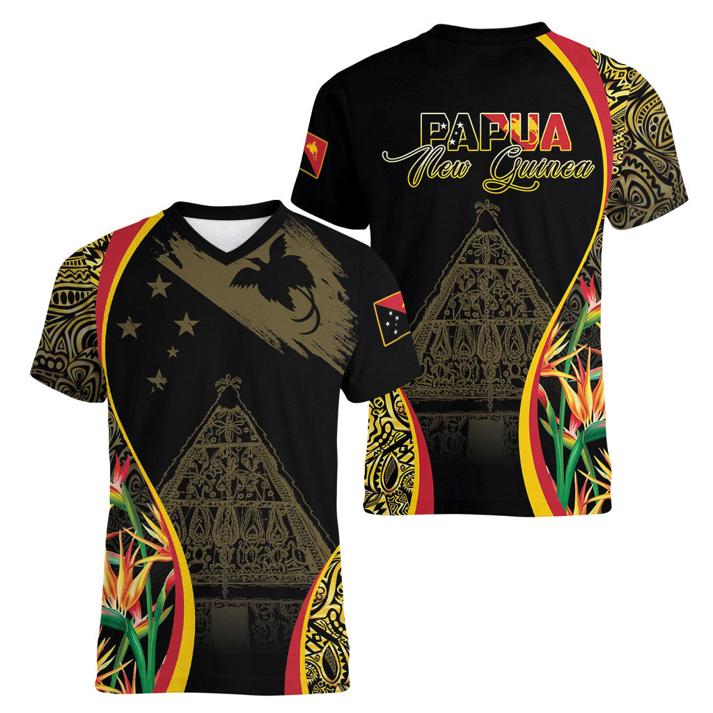 Papua New Guinea Hapi De Bilong Indipendens Women V-Neck T-Shirt Special Style LT05 - Polynesian Pride