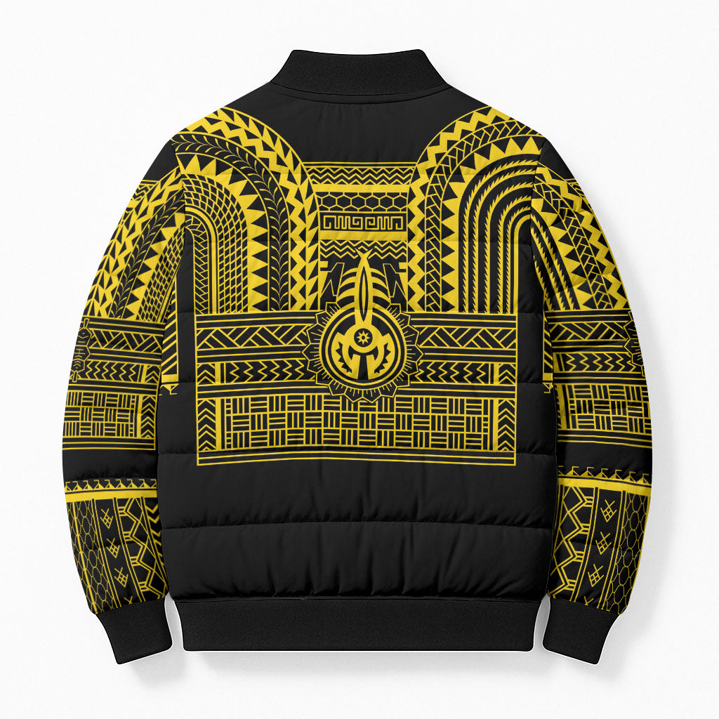 Philippines Filipinos Bomber Puffer Jacket Igorot Tribal Pattern Black LT05 - Polynesian Pride