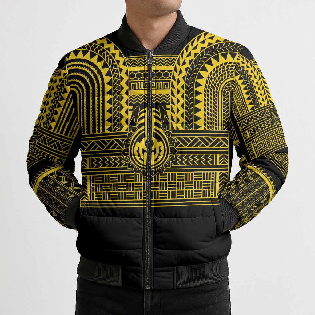 Philippines Filipinos Bomber Puffer Jacket Igorot Tribal Pattern Black LT05 - Polynesian Pride