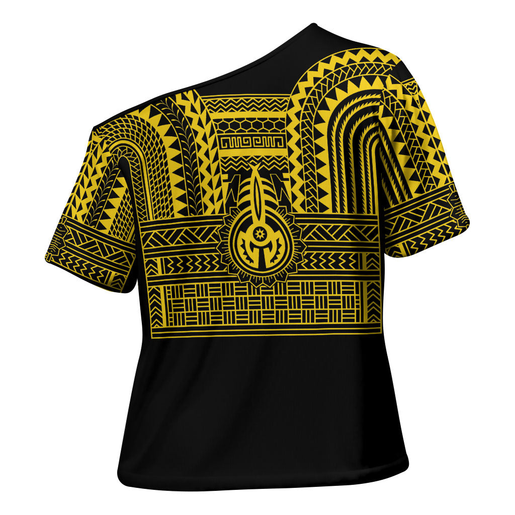 Philippines Filipinos Cross Shoulder Shirt Igorot Tribal Pattern Black LT05 - Polynesian Pride